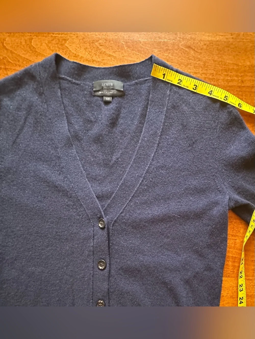 J. Crew•navy blue button-down cardigan•XXS•wool/nylon/cashmere•v-neck•neutral
